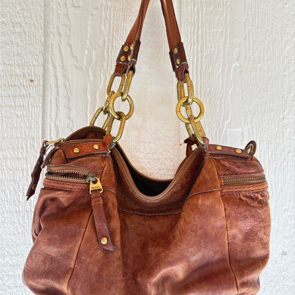 Vintage Fossil Brown Leather Shoulder Bag - Picture 6 of 14